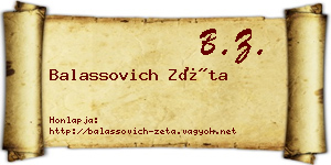 Balassovich Zéta névjegykártya